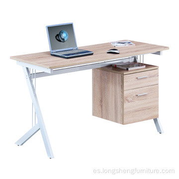 Mesa de madera para ordenador de oficina con archivador